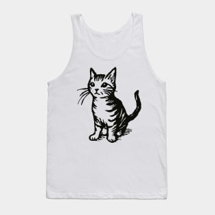 Stick figure cat in black ink Tank Top